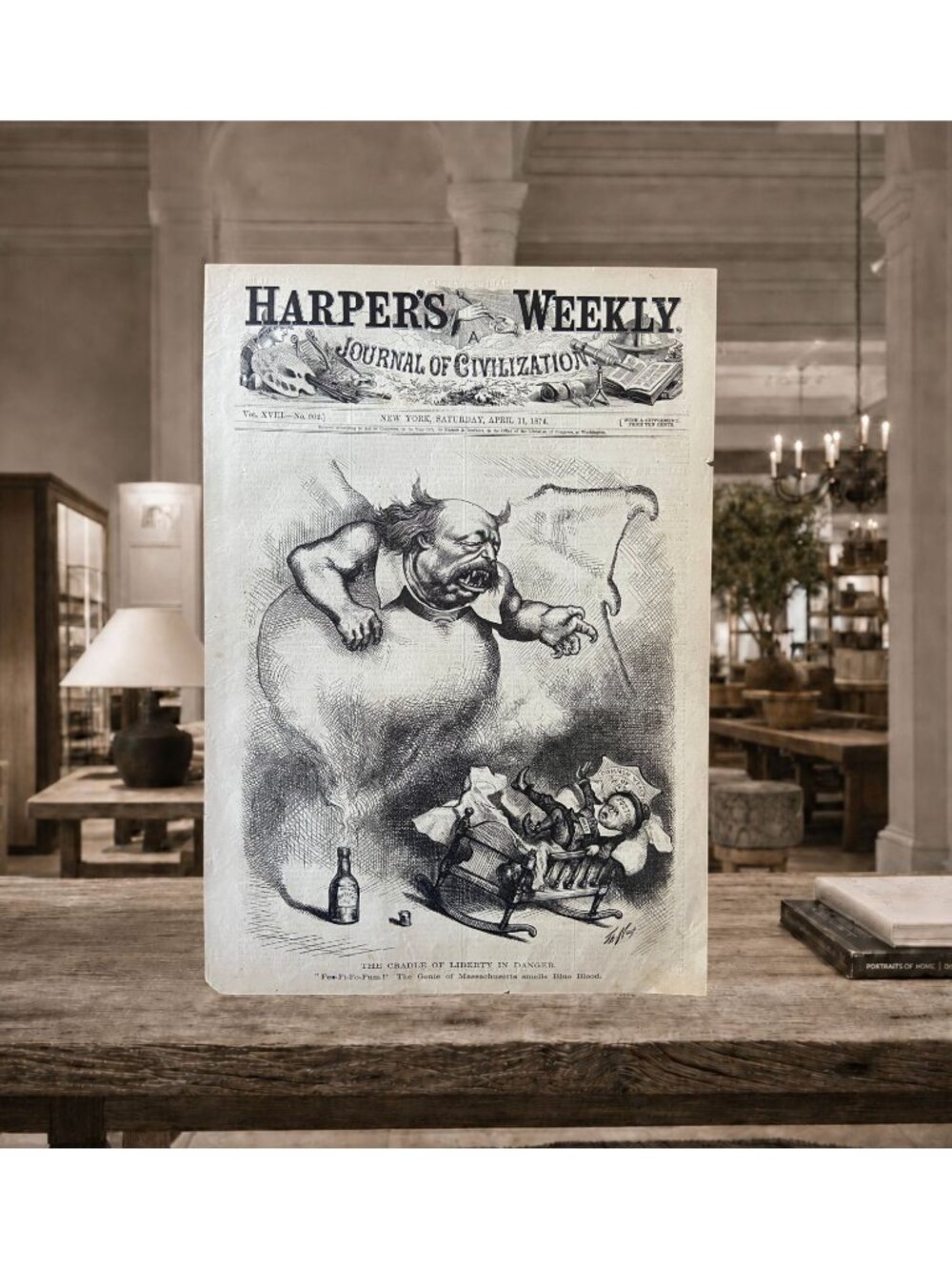 1874 Thomas Nast Cradle of Liberty Original Harper’s Weekly Front Page